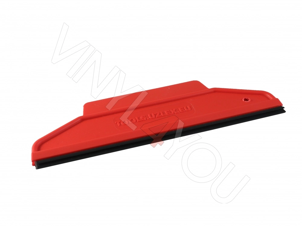 UZLEX: Ракель RUBBER жесткий красный, форма 2 в 1, со съемной ПВХ вставкой, 195 x 60 мм