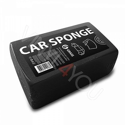 Губка автомобильная прямоугольная черная GRASS 190х110х55 мм( индивид. упак.)